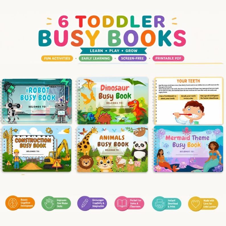 Toddler Busy Book Printable – Montessori Learning Binder for Preschool Activities, Kids Quiet Book & Homeschool Resources