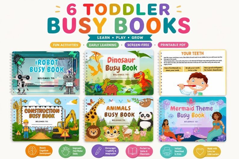 Toddler Busy Book Printable – Montessori Learning Binder for Preschool Activities, Kids Quiet Book & Homeschool Resources