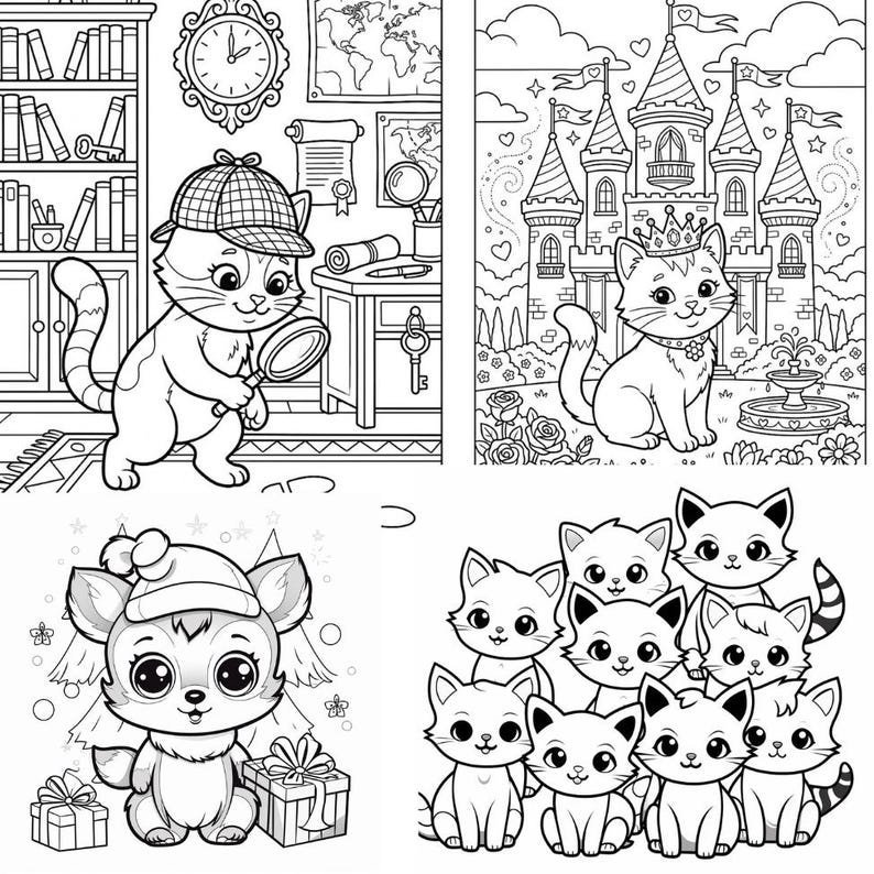 Cat Coloring Book for Kids – Activity Pages, Printable Coloring Pages for Children, Preschool Coloring Book PDF | Instant Download