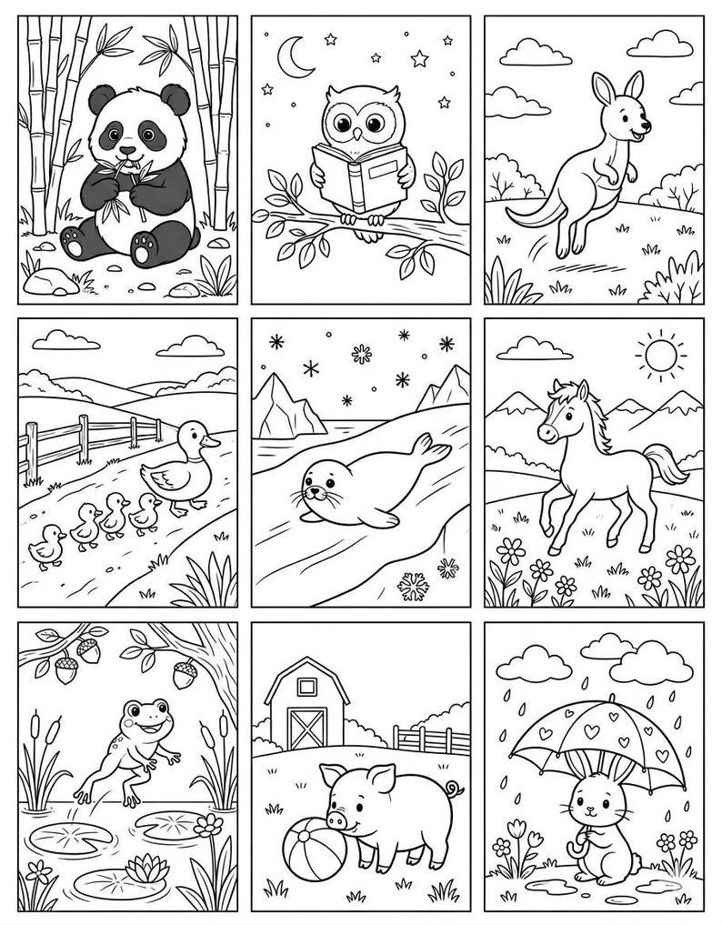 Cute Baby Animals Coloring Book for Kids Adorable Coloring Pages PDF | Instant Download | Easy & Fun Animal Coloring Activity Book