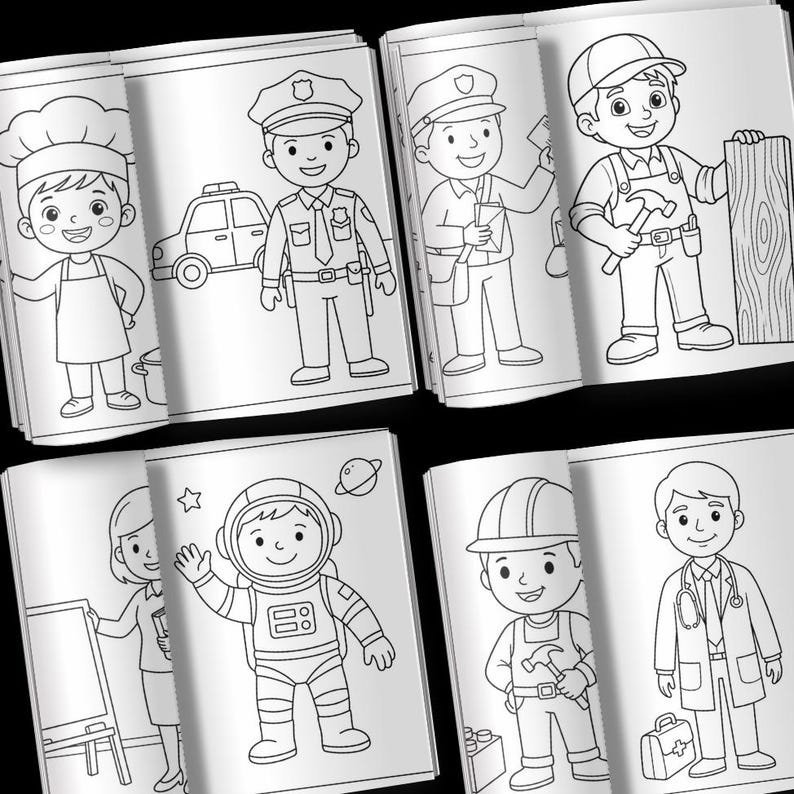 Career Coloring Book for Kids | 40 Professions Coloring Pages Printable PDF | Community Helpers Activity Book | Preschool Homeschool