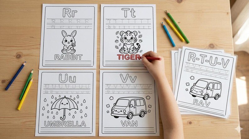 ABC Alphabet Coloring Book for Kids | 26 Letter Tracing & Coloring Pages | Learn Letters A-Z Printable PDF | Preschool Kindergarten Workbook