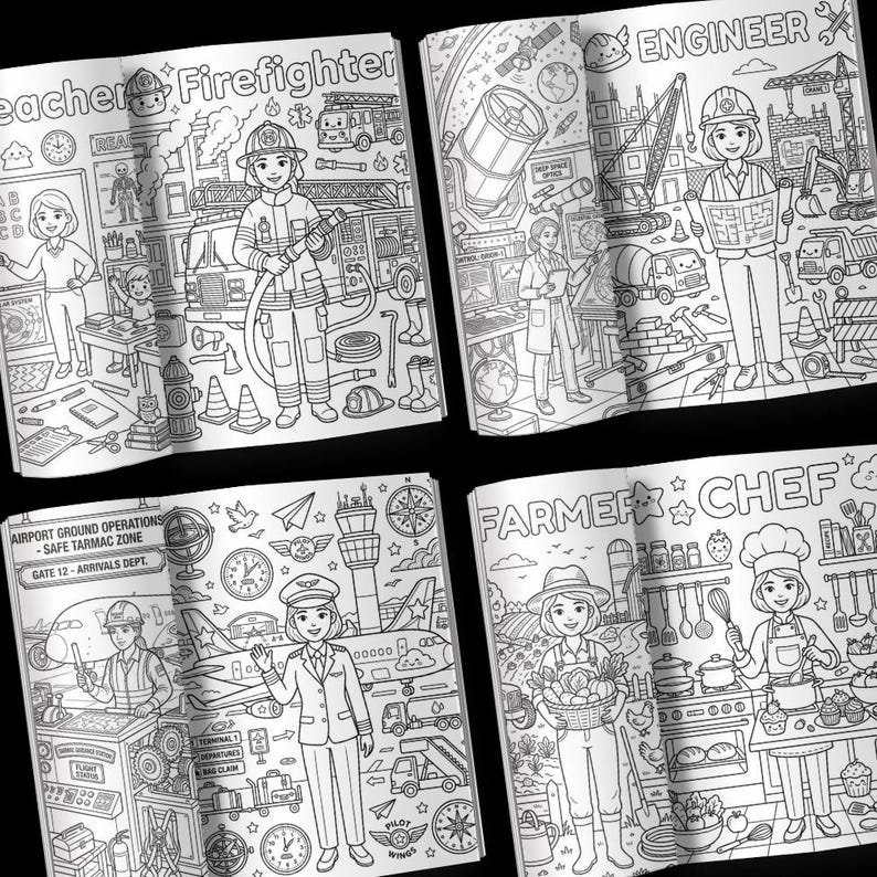 Career Coloring Book for Kids | 40 Professions Coloring Pages Printable PDF | Community Helpers Activity Book | Preschool Homeschool