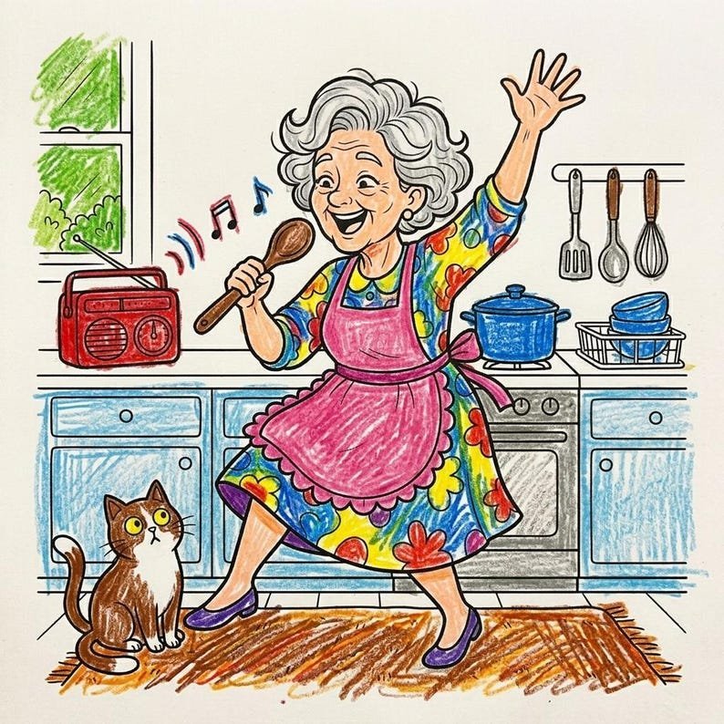 Whimsical Coloring Book for Adults Cozy Older Women Coloring Pages Relaxing Stress Relief Coloring Printable PDF