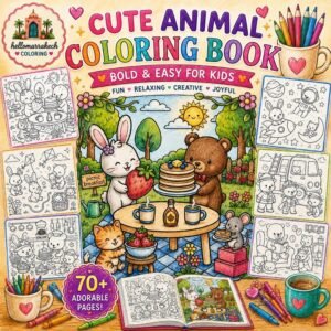 Cute Animal Coloring Book for Kids, Cozy Friends Bold and Easy Printable Coloring Pages