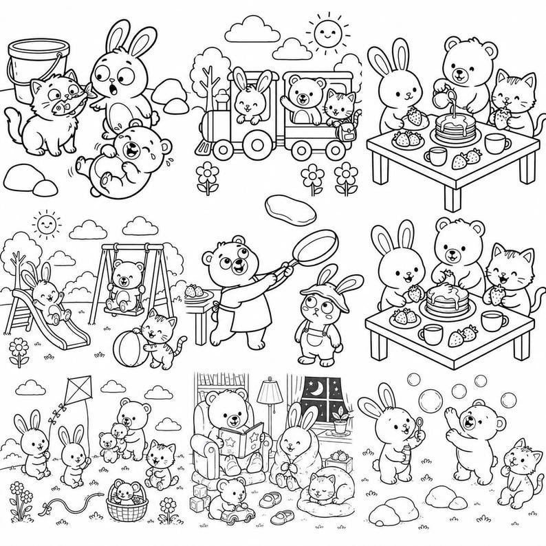 Cozy Animal Friends Coloring Book | Cute Printable Coloring Pages for Adults & Kids | Digital PDF Instant Download