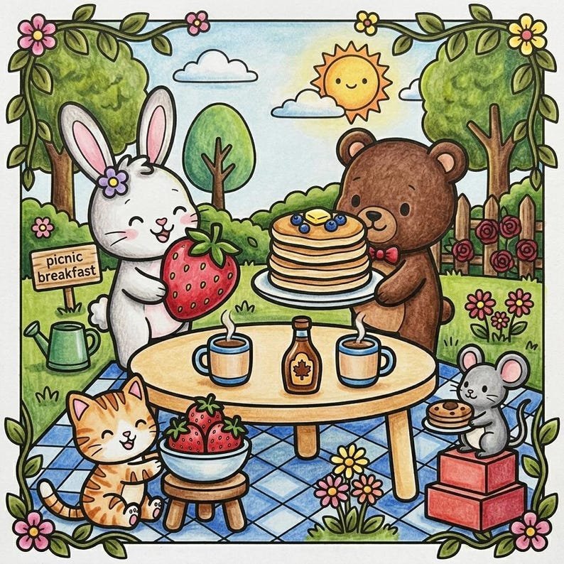 Cozy Animal Friends Coloring Book | Cute Printable Coloring Pages for Adults & Kids | Digital PDF Instant Download
