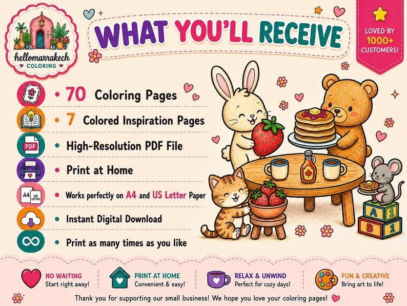 Little Cuddles Coloring Book | Cute Cozy Animal Hugs Printable Pages | Bold and Easy Adult & Kids Coloring | Digital PDF Instant Download