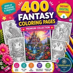 Stained Glass Coloring Book, Fantasy Window Coloring Pages, Gothic & Art Nouveau Designs, Printable PDF for Adults