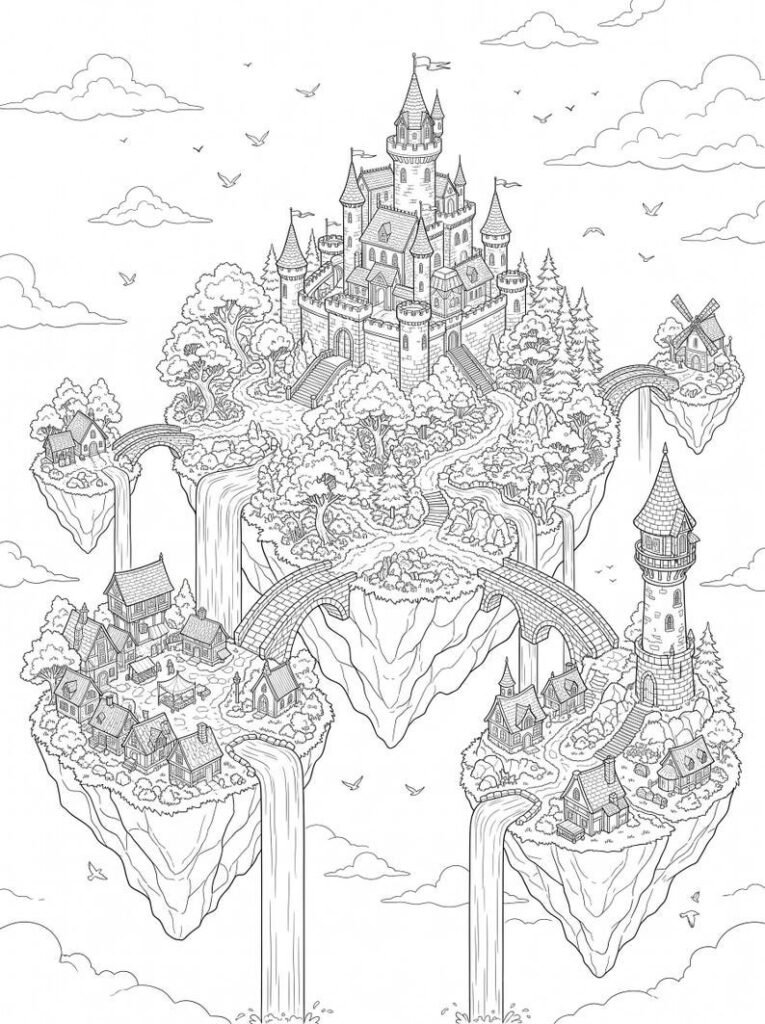 200 Enchanted Maps Coloring Pages, Magical Map Coloring Book, Printable Adventure Maps, Mystical Worlds, Adult Coloring, Digital Download