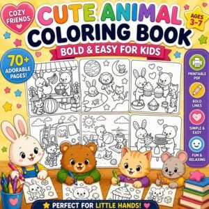 Cozy Animal Friends Coloring Book | Cute Printable Coloring Pages for Adults & Kids | Digital PDF Instant Download