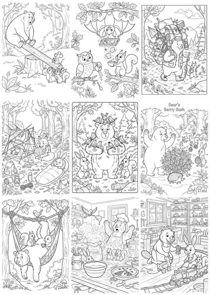 200 Forest Animals Coloring Pages, Funny Woodland Animals Coloring Book, Printable Kids Coloring Sheets, Animal Activity Book