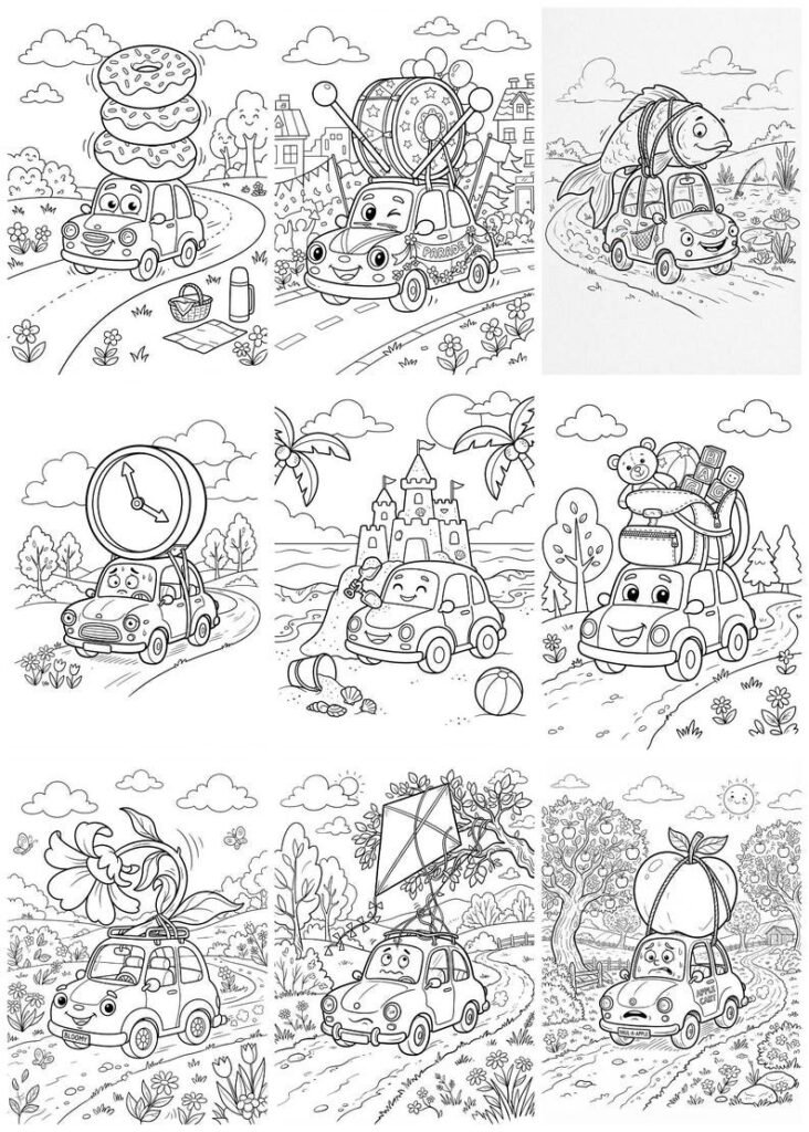 50 Cute Vehicle Coloring Pages for Kids Transportation Coloring Book, Fun Car Activity Sheets, Printable Kids Activity, Digital Download