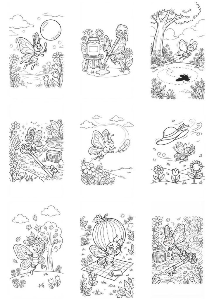 Butterfly Coloring Pages for Kids, 100 Funny Butterfly Coloring Pages, Cute Insect Coloring Book, Printable Coloring Sheets, Kids Activity