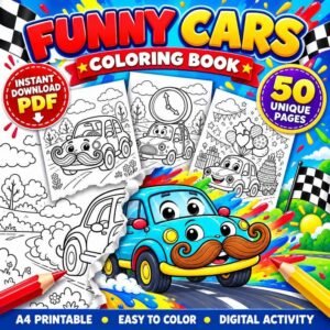 50 Cute Vehicle Coloring Pages for Kids Transportation Coloring Book, Fun Car Activity Sheets, Printable Kids Activity, Digital Download