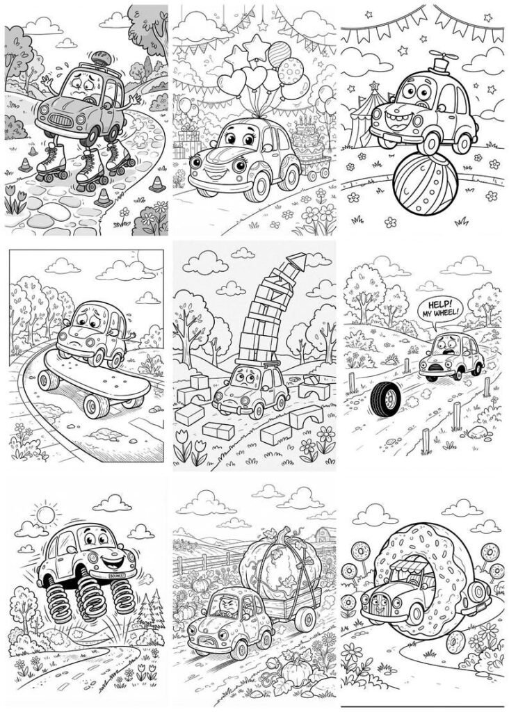 50 Cute Vehicle Coloring Pages for Kids Transportation Coloring Book, Fun Car Activity Sheets, Printable Kids Activity, Digital Download