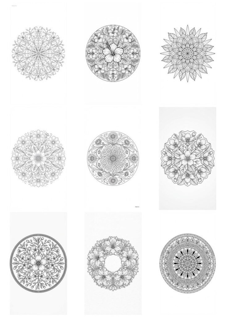 150 Mandala Coloring Pages for Kids & Adults, Bold Easy Mandala Coloring Book, Printable PDF, Mindful Stress Relief Art Activity
