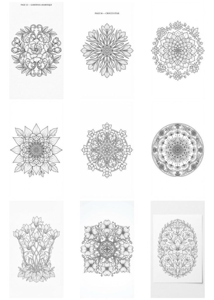 150 Mandala Coloring Pages for Kids & Adults, Bold Easy Mandala Coloring Book, Printable PDF, Mindful Stress Relief Art Activity