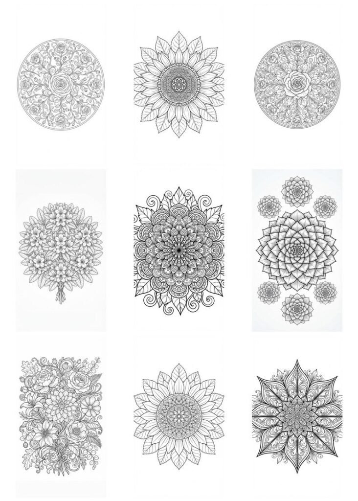 150 Mandala Coloring Pages for Kids & Adults, Bold Easy Mandala Coloring Book, Printable PDF, Mindful Stress Relief Art Activity